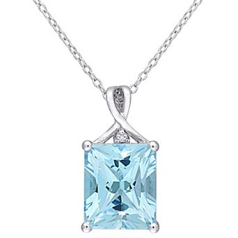 Stella Grace Sterling Silver Blue & White Topaz Pendant Necklace