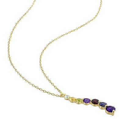 Stella Grace 18k Gold Over Silver Multi-Gemstone Drop Pendant Necklace