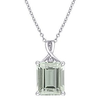 Stella Grace Sterling Silver Green Quartz & White Topaz Pendant Necklace