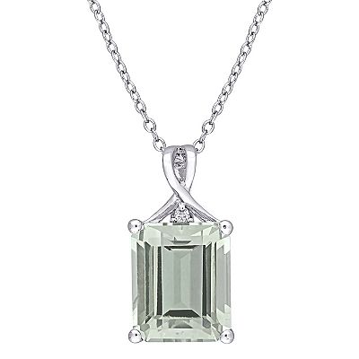 Stella Grace Sterling Silver Green Quartz & White Topaz Pendant