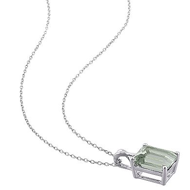 Stella Grace Sterling Silver Green Quartz & White Topaz Pendant Necklace