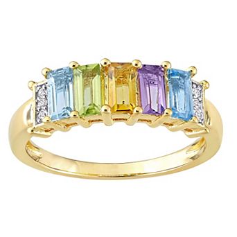 Stella Grace 18k Gold Over Silver Multi-Gemstone 5-Stone Ring