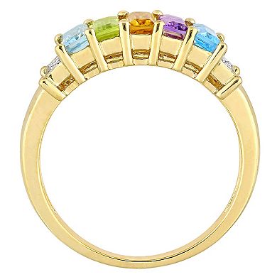 Stella Grace 18k Gold Over Silver Multi-Gemstone 5-Stone Ring