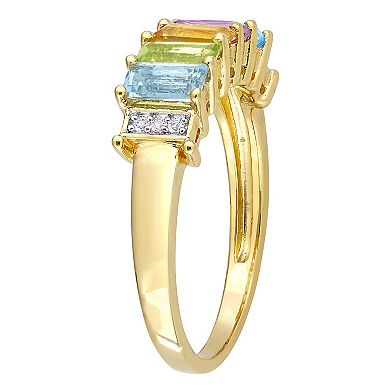 Stella Grace 18k Gold Over Silver Multi-Gemstone 5-Stone Ring