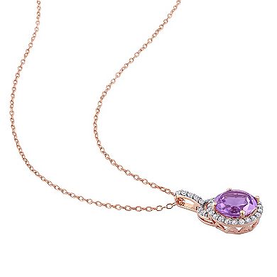 Stella Grace 18k Rose Gold Over Silver Amethyst & White Topaz Drop Pendant Necklace