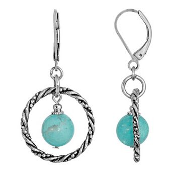 1928 Gold Tone Robital Stone Orbital Drop Earrings