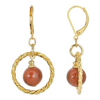 1928 Gold Tone Robital Stone Orbital Drop Earrings