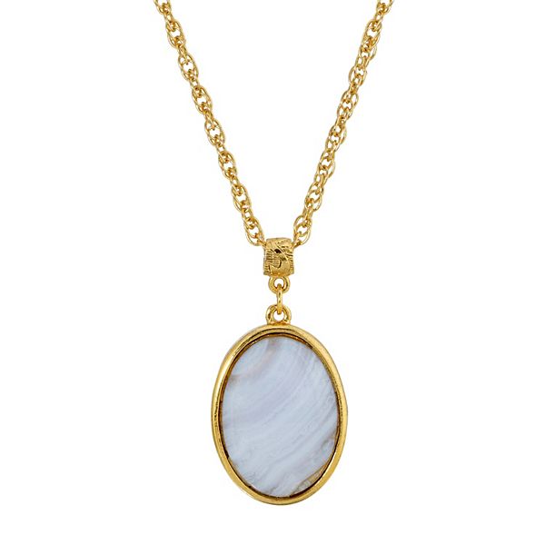 1928 Gold Tone Oval Pendant Necklace