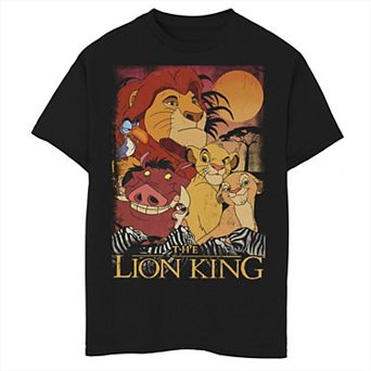 Disney's The Lion King Boys 8-20 Happy Group Shot Sunset Vintage Poster Graphic Tee