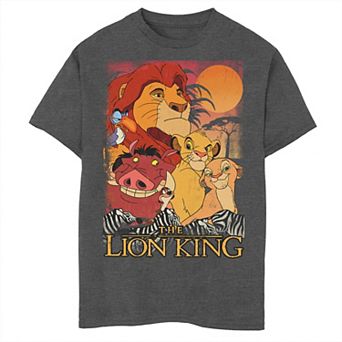 Disney's The Lion King Boys 8-20 Happy Group Shot Sunset Vintage Poster Graphic Tee
