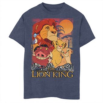 Disney's The Lion King Boys 8-20 Happy Group Shot Sunset Vintage Poster Graphic Tee