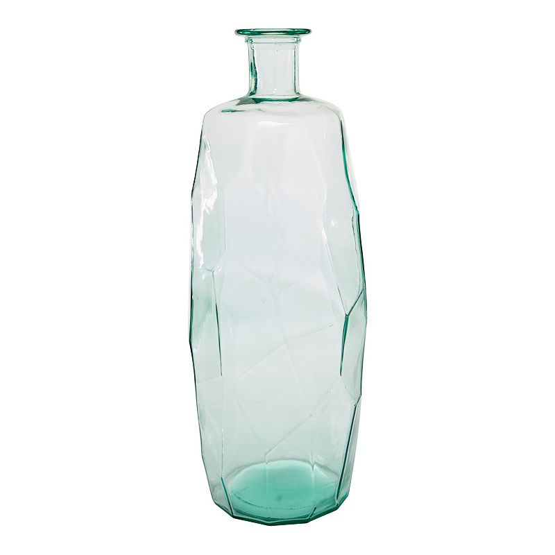 Stella & Eve Decorative Soda Lime Glass Flower Vase with Geometric Body, Mu