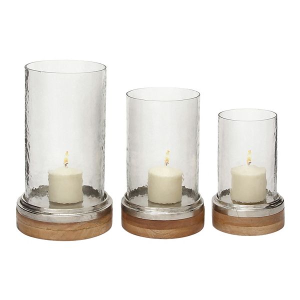Stella & Eve Modern Mango Wood & Aluminum Cylindrical Candle Holders 3