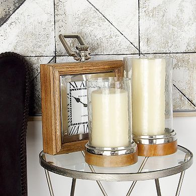 Stella & Eve Modern Mango Wood & Aluminum Cylindrical Candle Holders 3-pc. Set
