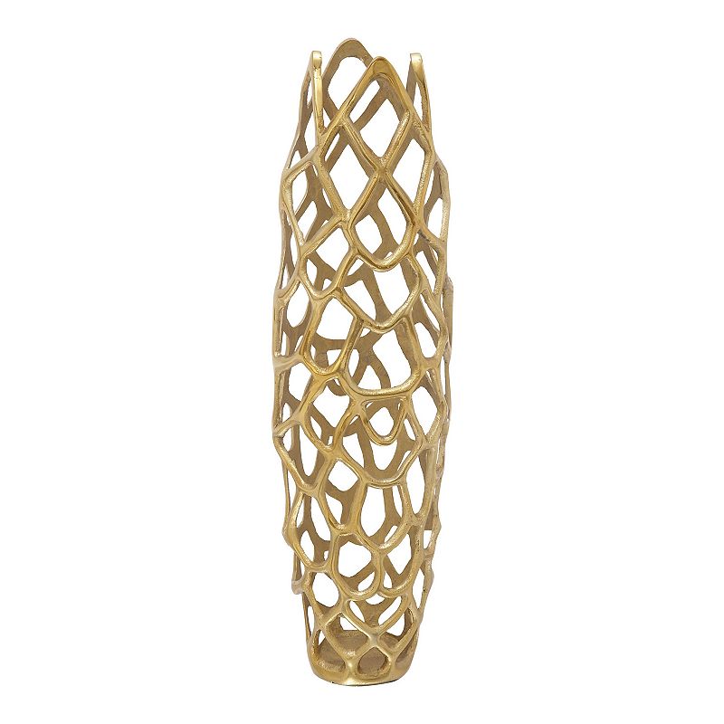 Stella & Eve Eclectic Gold Woven Net-Inspired Vase, Beig/Green