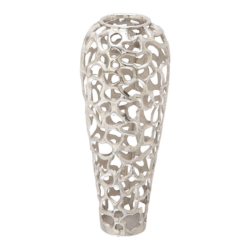 Stella & Eve Eclectic Silver Organic Hole-Designed Aluminum Vase, Grey, Lar