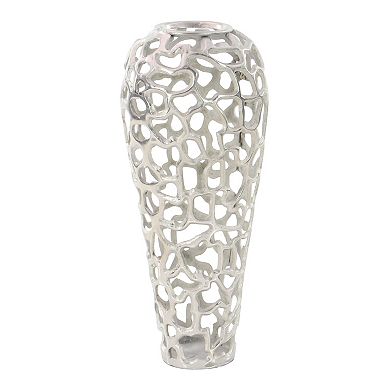 Stella & Eve 25-in. Eclectic Silver Organic Hole-Designed Aluminum Vase