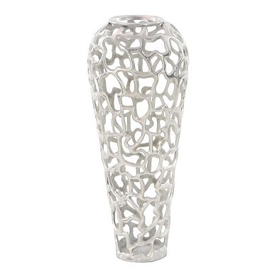 Stella & Eve 25-in. Eclectic Silver Organic Hole-Designed Aluminum Vase
