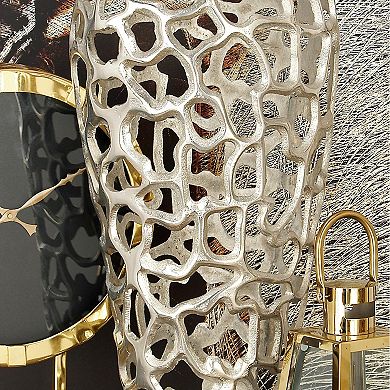 Stella & Eve 25-in. Eclectic Silver Organic Hole-Designed Aluminum Vase