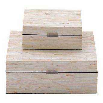 Stella & Eve Faux Mother of Pearl Decorative Box Table Decor 2 pc Set