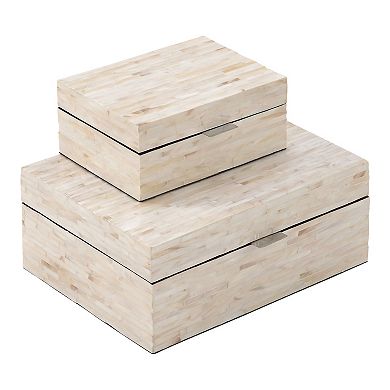 Stella & Eve Faux Mother of Pearl Decorative Box Table Decor 2-piece Set