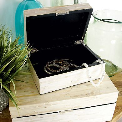 Stella & Eve Faux Mother of Pearl Decorative Box Table Decor 2-piece Set