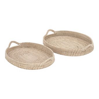 Stella & Eve Seagrass Decorative Tray Table Decor 2 pc Set