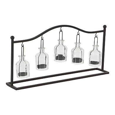 Stella & Eve Traditional 5-Decanter Metal & Glass Votive Holder