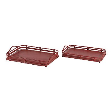 Stella & Eve Red Vintage Inspired Decorative Tray Table Decor 2-piece Set