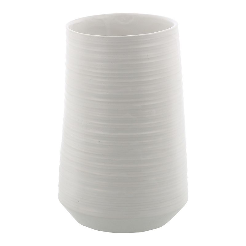 Stella & Eve Porcelain Vase with Ridged Texture, White, Small