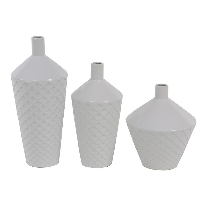 Stella & Eve Contemporary Tapered Cylindrical Ceramic Vase 3-pc. Set, White