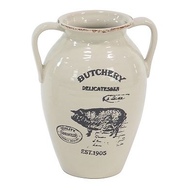 Stella & Eve Farmhouse Ceramic Amphora Vases With Barn Animal Prints 3-pc. Set