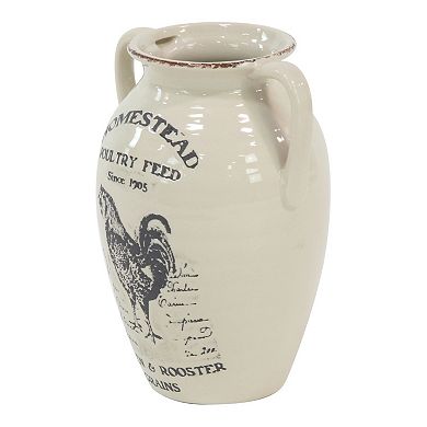 Stella & Eve Farmhouse Ceramic Amphora Vases With Barn Animal Prints 3-pc. Set