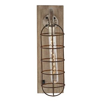 Stella & Eve Industrial Metal & Wood Wall Sconce