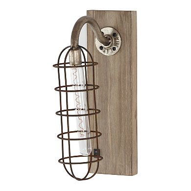 Stella & Eve Industrial Metal & Wood Wall Sconce