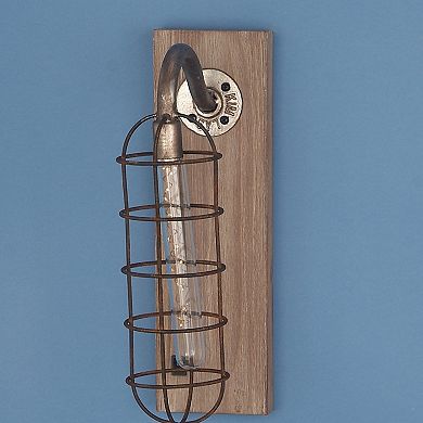 Stella & Eve Industrial Metal & Wood Wall Sconce