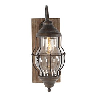 Stella & Eve Industrial Iron & Wood Wall Sconce