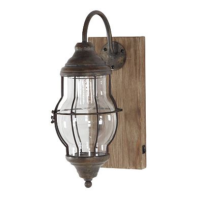 Stella & Eve Industrial Iron & Wood Wall Sconce