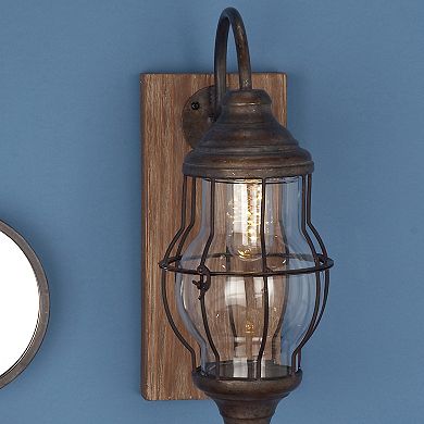 Stella & Eve Industrial Iron & Wood Wall Sconce