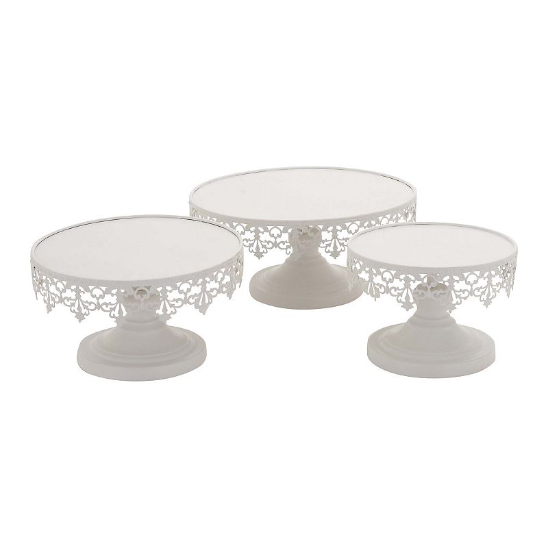 Stella & Eve Round White Decorative Stand Table Decor 3-piece Set, Small