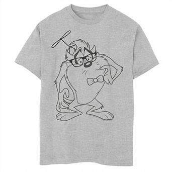 Boys 8-20 Looney Tunes Taz Nerdy Line Art Portrait Graphic Tee