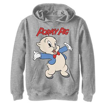 Boys 8-20 Looney Tunes Porky Pig Mr.Pig Retro Portrait Graphic Fleece Hoodie