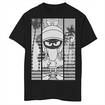 Boys 8-20 Looney Tunes Marvin The Martian Grey Scale Panels Graphic Tee