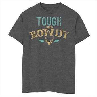 Boys 6-20 Tough And Rowdy Deer Head Teal Gold Vintage Graphic Tee