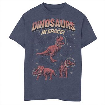 Boys 6-20 Dinosaurs In Space Deep Red Graphic Tee