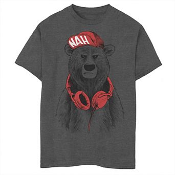 Boys 6-20 Streetwear Bear Red Nah Hat Headphones Graphic Tee