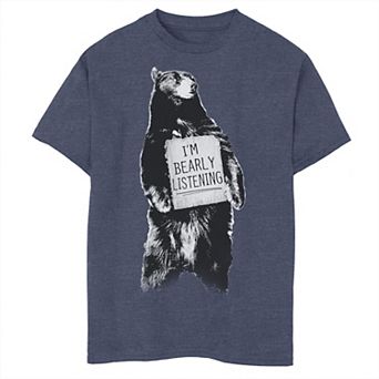 Boys 8-20 Im Bearly Listening Animal Humor Graphic Tee