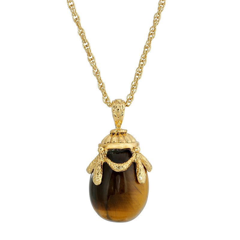 1928 Gold Tone Egg Pendant Necklace, Womens, Size: 30, Brown