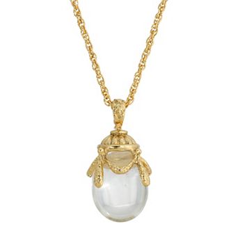 1928 Gold Tone Egg Pendant Necklace