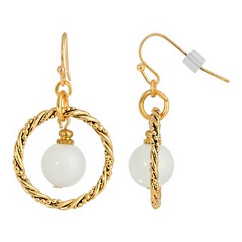 1928 Gold Tone White Howlite Orbital Drop Earring